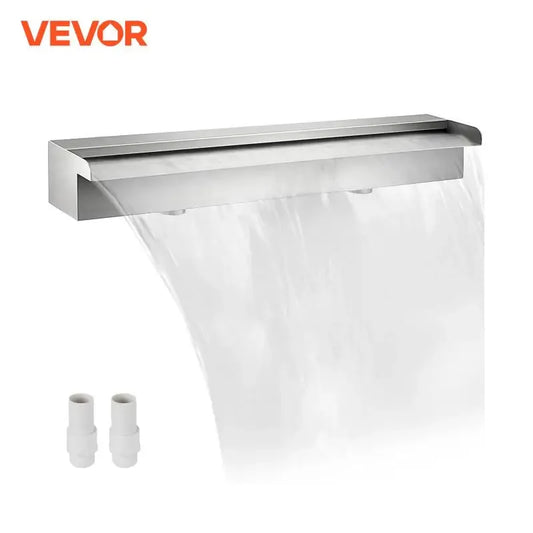 VEVOR Waterfall Pool Fountain Stainless Steel W/ Pipe Connector Spillway Garden Outdoor Pond Rectangular Swimming Pool Fountain