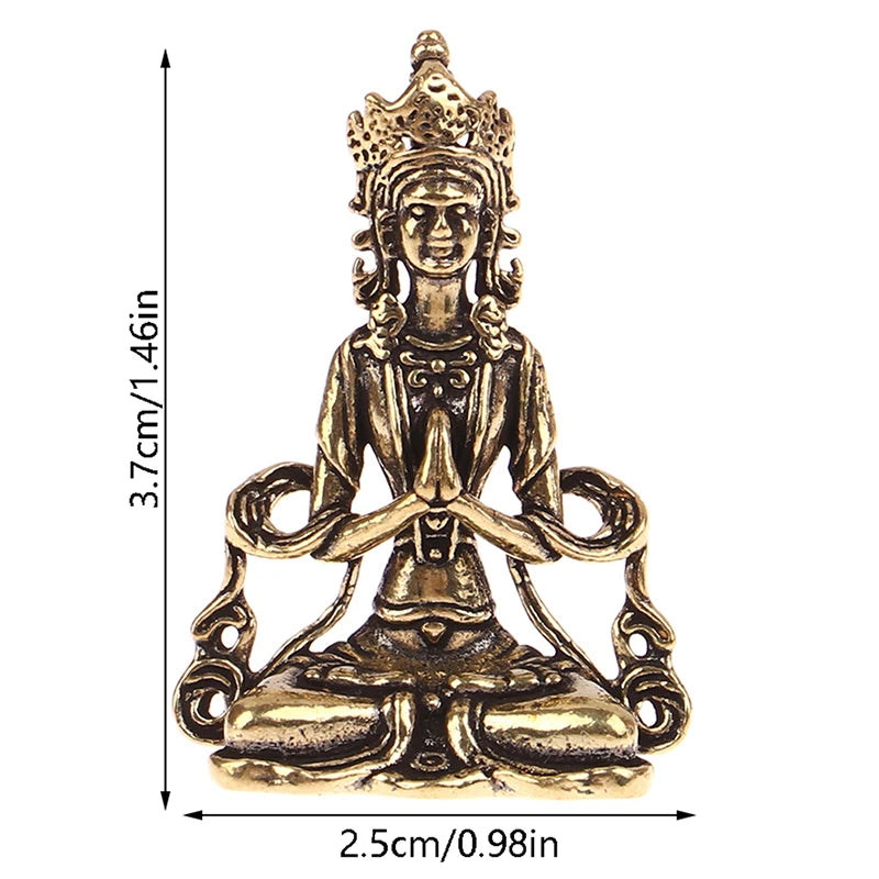1Pc Retro Mini Copper Meditate Zen Buddhism Household Buddha Ornament