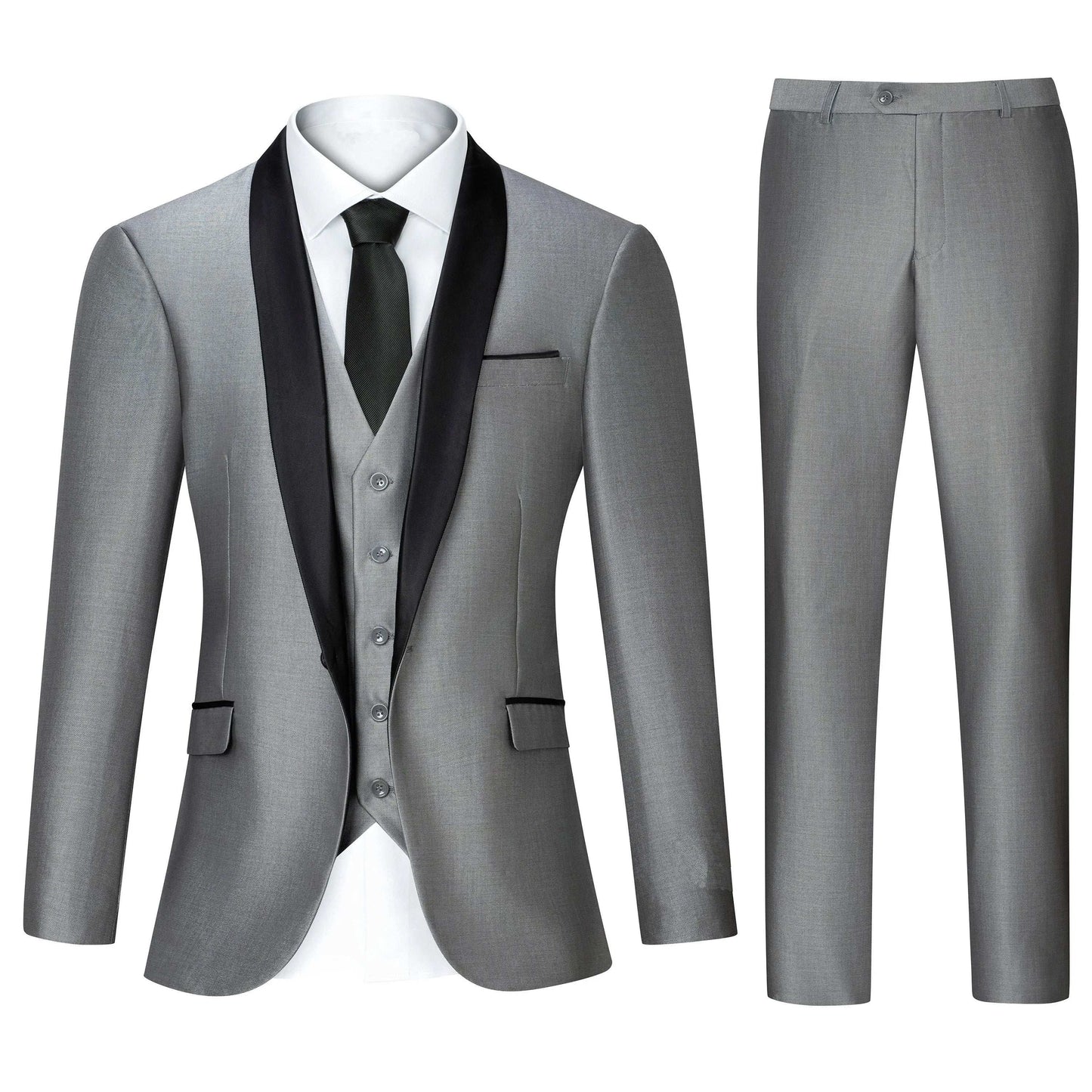 New Men 3 Pieces Suit Formal Business NotLapel Slim Fit Tuxedos Man Blazer For Wedding(Blazer+Vest+Pants)