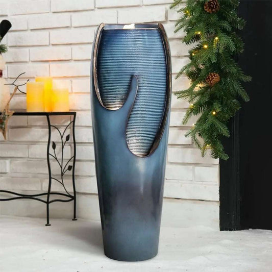 Outdoor Water Fountains and Waterfalls - Indoor Water Jar Fountain Tall Floor Fountain with Lights Pump for Garden, Patio