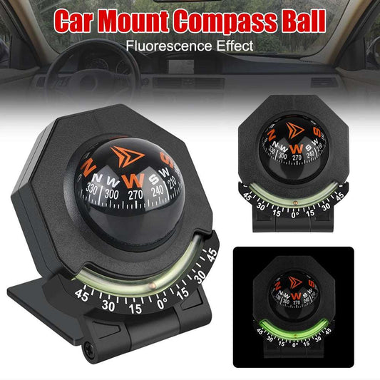 Compass for Vehicle Boat Car Dashboard Compass With Slope Meter 2-In-1 Car Mount Compass Ball High Precision Navigation Foldable