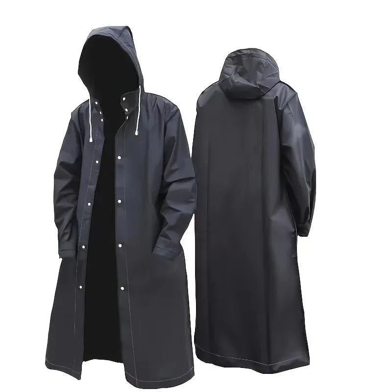 Black Fashion Adult Waterproof Long Raincoat WoMen's Men's Raincoat Ho