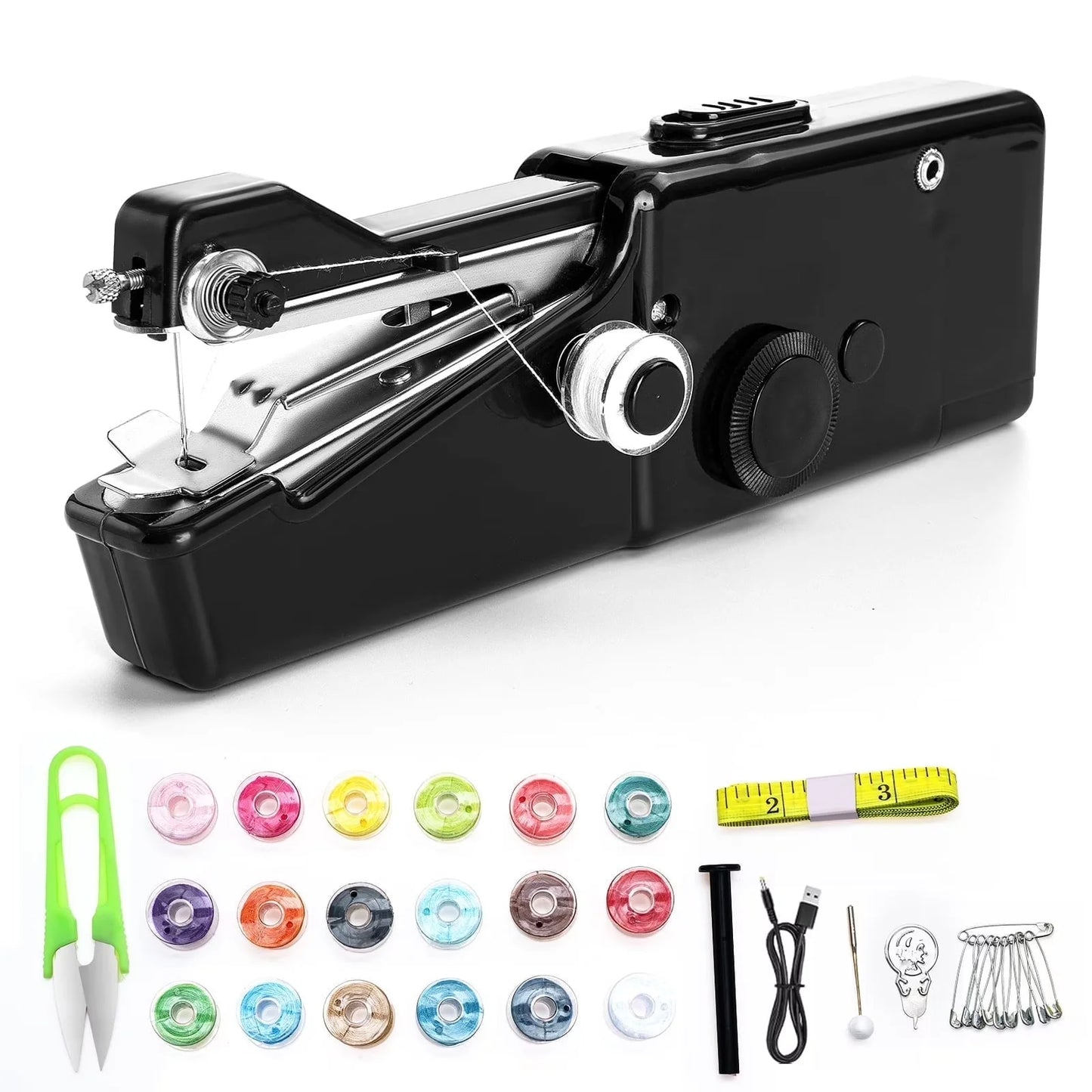 Set Of 36Pc Mini Portable Sewing Machine, Hand Cordless Sewing Tool Handheld Sewing Machine, Essentials For Home Quick Repairing