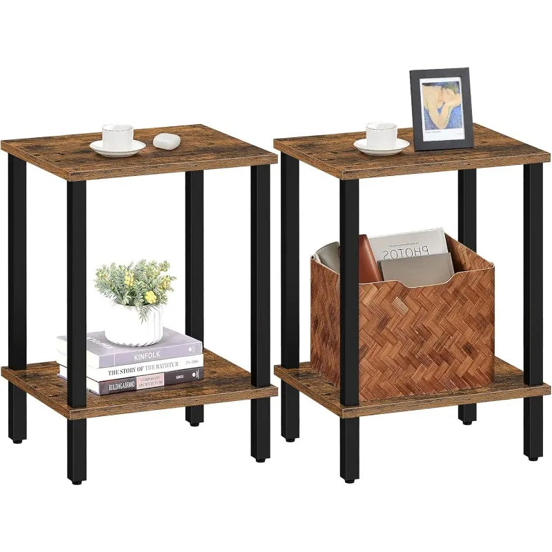 End Table, Side Table, Nightstand, 2-Tier Storage Shelf, Sofa Table for Small Space, Living Room, Bed Room