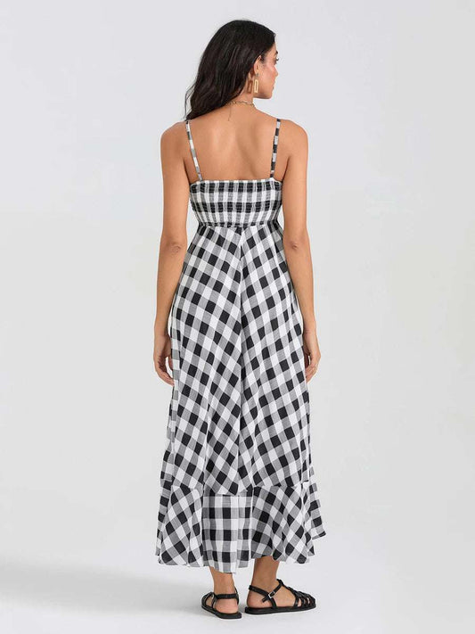 Elegant Floral Print Sleeveless Maxi Dress with V-Neckline and Adjustable Spaghetti Straps for Beach Wedding Party or Date