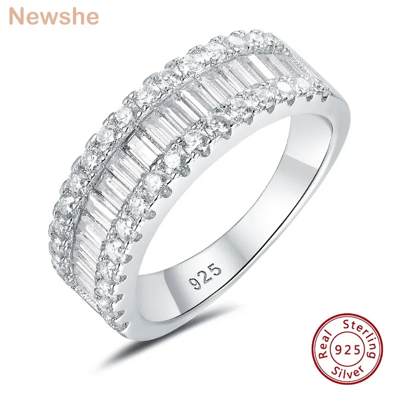 Newshe D Color Moissanite Rings for Women Half Eternity Band 925 Sterling Silver Wedding Engagement Jewelry Ring