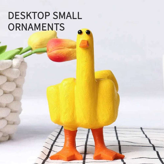 White Polyresin Hand Gesture, Desk Statues Finger Sculpture Decor , Funny Middle Finger Duck Statue Home Decor