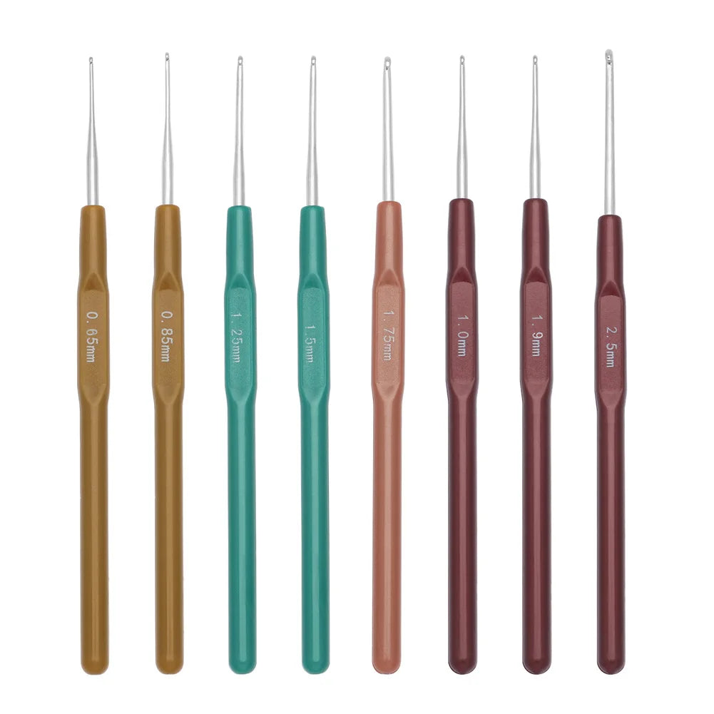 8Pcs Knitting Needles Crochet Hooks Set 0.65/0.8/1.0/1.25/1.5/1.75/1.9/2.5Mm Sweater Knitting Tools Sewing Needles