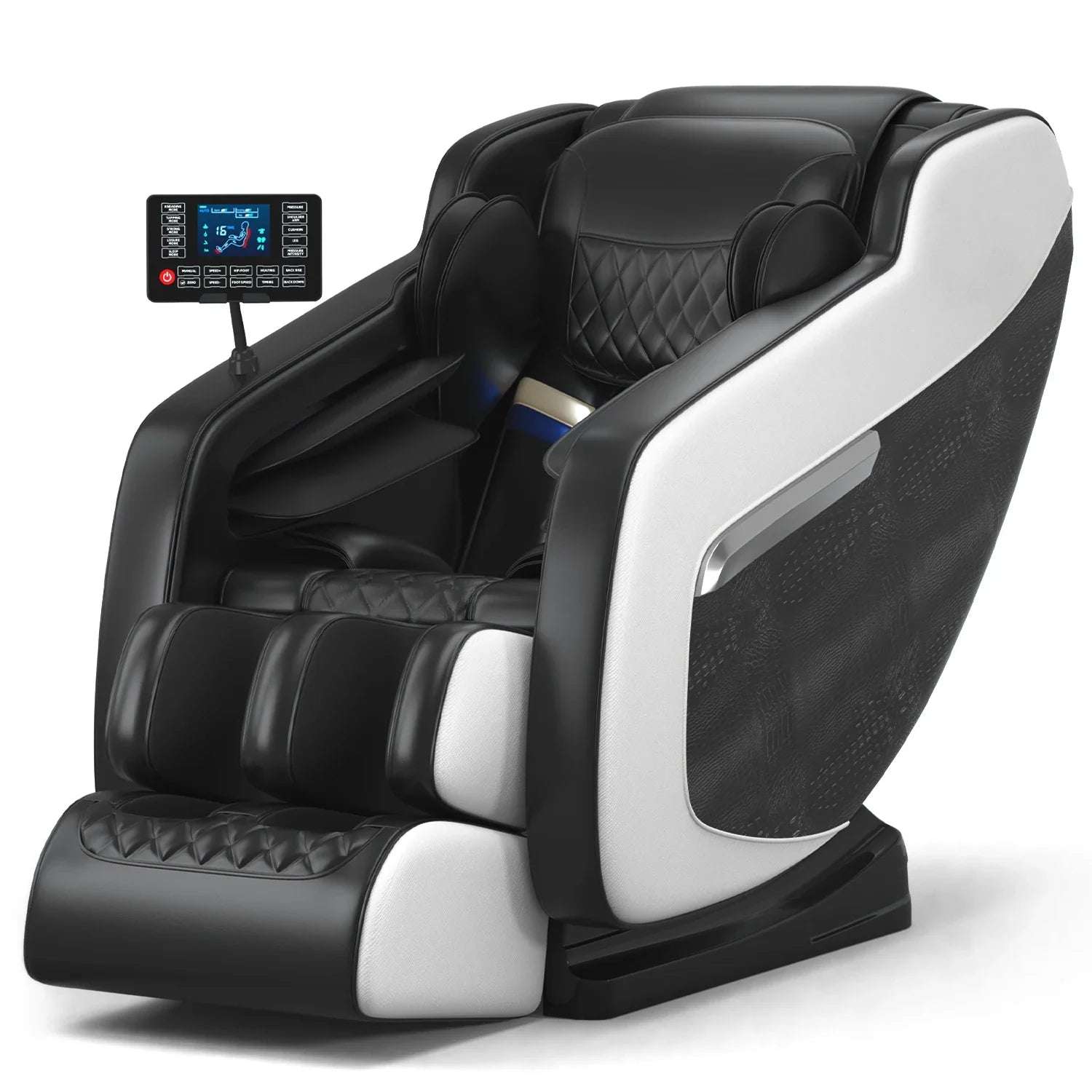 2024 Full Body Massage Chair with Airbags Zero-Gravity, Heat Therapy, and Smart Bluetooth black white
