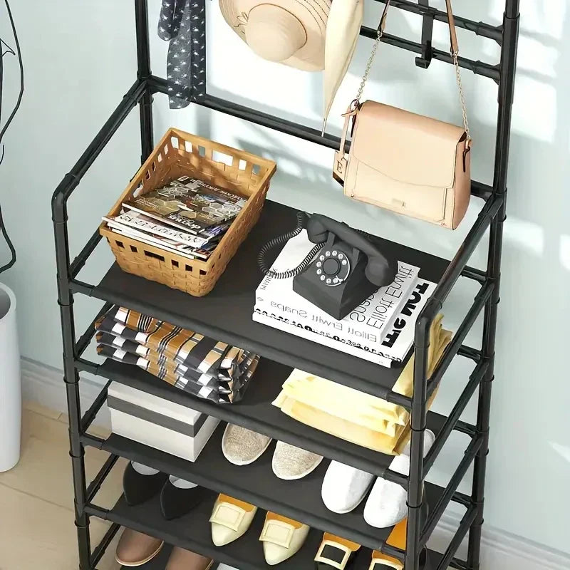 A Clothes Hanger And Shoe Rack At The Entrance, Used For Storing Shoes, Clothes, Jackets, Hats, Bags, Umbrellas In The Hallway