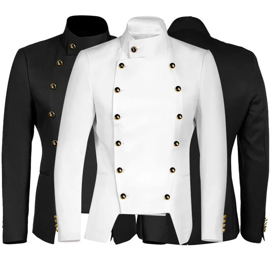 Men's Medieval Fashion Double-breasted Suit Punk Slim Halloween Party Wedding Cosplay Clothing Leisure Stage Men's Jacket Suit