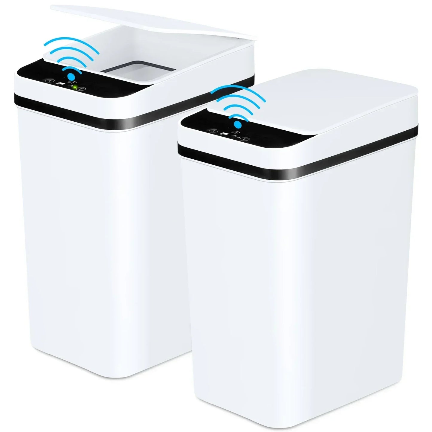 2 Pack Bathroom Automatic Trash Cans Touchless Motion Sensor Slim with Lid for Bathroom Bedroom Living Room Office Kitchen