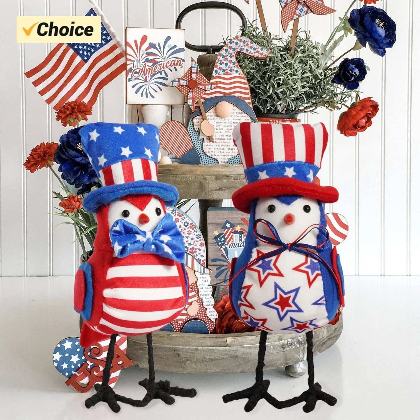 20cm Independence Day Flag, Faceless Doll, Standing Posture, Retractable, Independence Day Dwarf Figurine Decoration