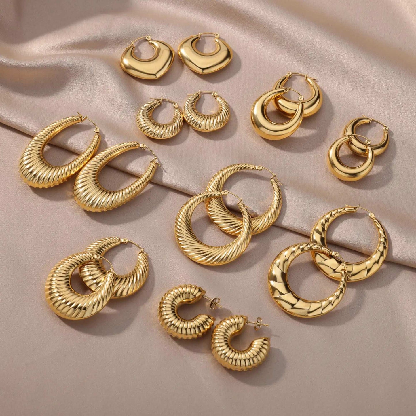 Chunky Hoop Earrings for Women G Color Stainless Steel Earrings 2024 Trend Luxury Classic Female Wedding Jewelry aretes mujer