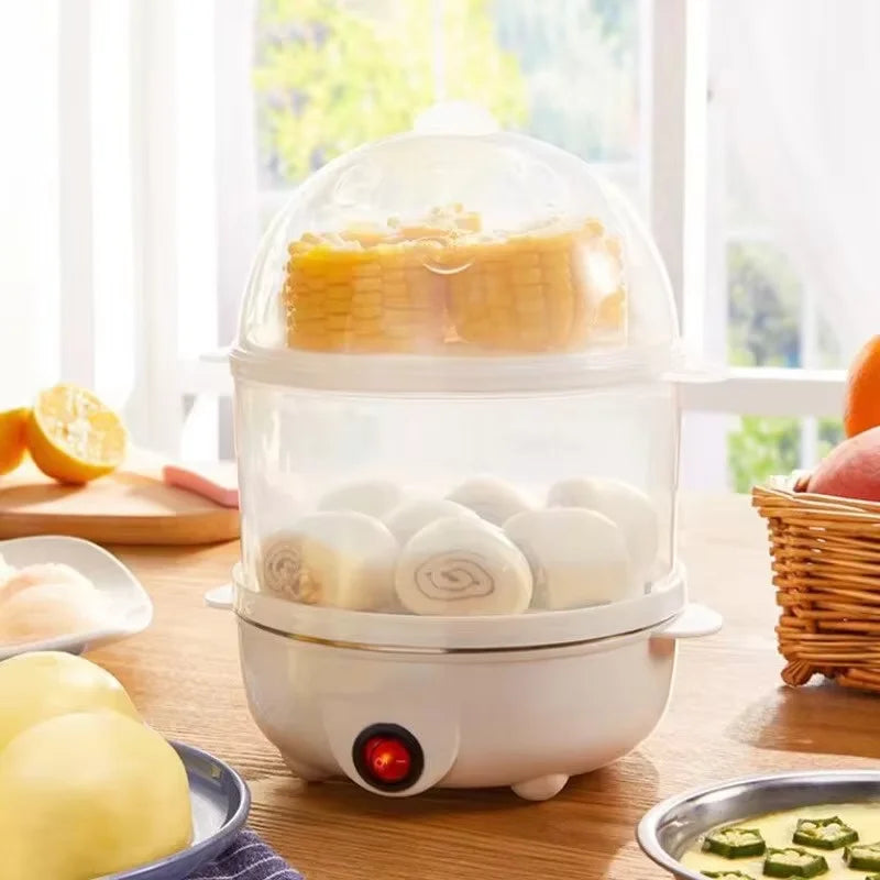 Multifunctional Egg Cooker Electric Egg Cooker Double-Layer Corn Syrup Instant Breakfast Boiled Egg Steamer Kitchen Appliances