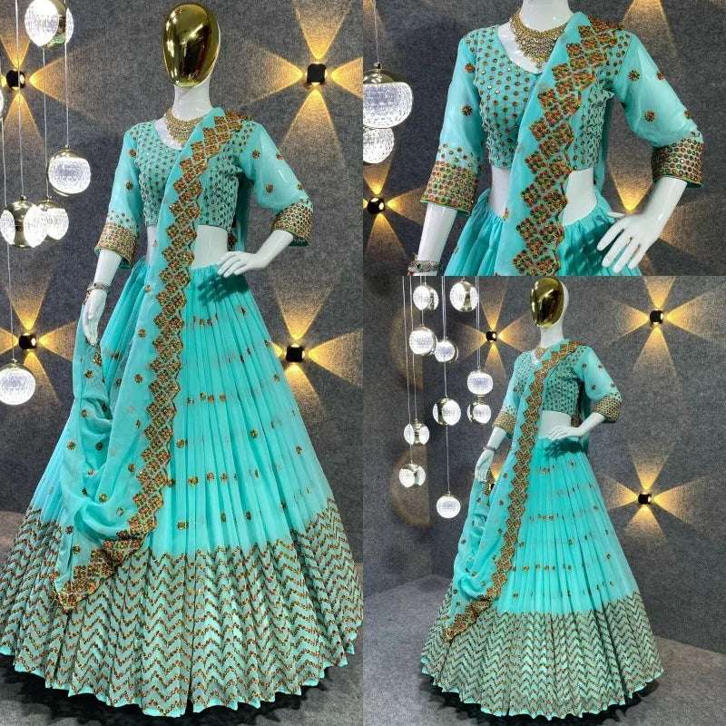 Lake Blue Lehenga CholI Bollywood Wedding Party in India Pakistani Wear Readymade