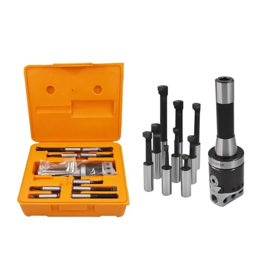 2" Boring Head R8 Shank Carbide Bar Set Milling Tool Set 9Pcs Allen Wrench Graduations Accuracy Micrometer Lead Screw Cross Hole