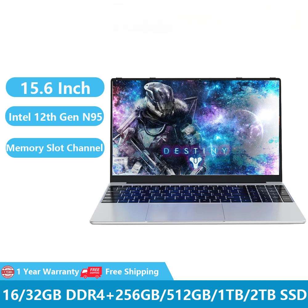 USA Essentials Gaming Laptops Netbook Office School Notebooks Windows 11 15.6" Intel 12th Gen N95 16GB DDR4 1TB M.2 WiFi HDMI USB