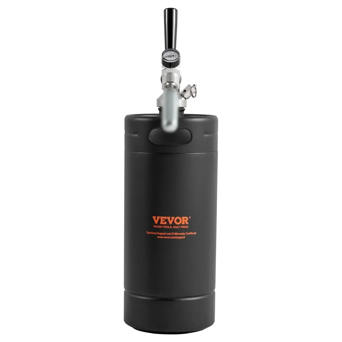 Beer Growler Tap System - 304 Stainless Steel Pressurized Keg With Pressure Display For Homebrew & Craft Beer