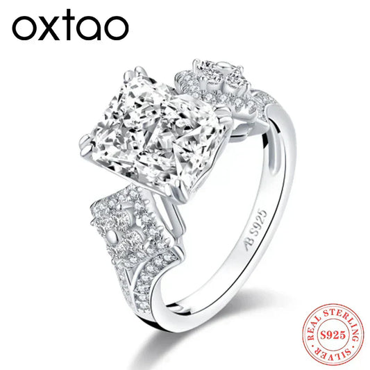 Fashion 925 Sterling Silver Big Cushion Cut Ring Simulated Diamond Wedding Bridal Engagement Ring Jewelry Wedding Gift