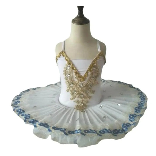 Girl Seqed Beads Fairy Ballerina Swan Costume kids Ballet Dance Tutu Dress White