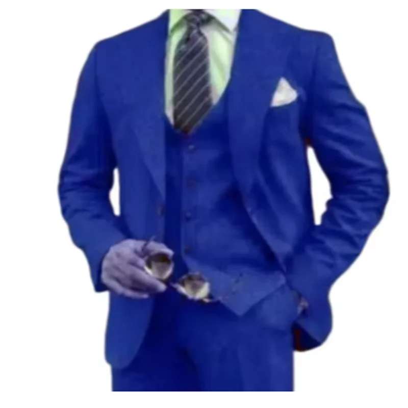 Man Suit Tailored 3-Piece Suit Linen Suit -Quality Wedding Art One Breasted Gun Lapels Suit For Men'S Summer Beach