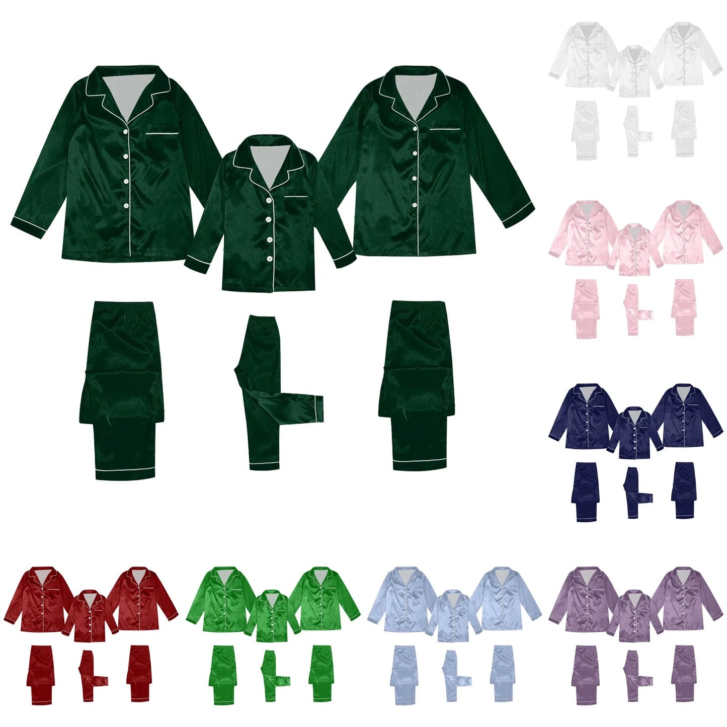 Children Pajamas Family Fashion Simple Style Button Up Shirt Pants Long Sleeve Loose Comfy Two Piece Suit Hundred Matching Cloth