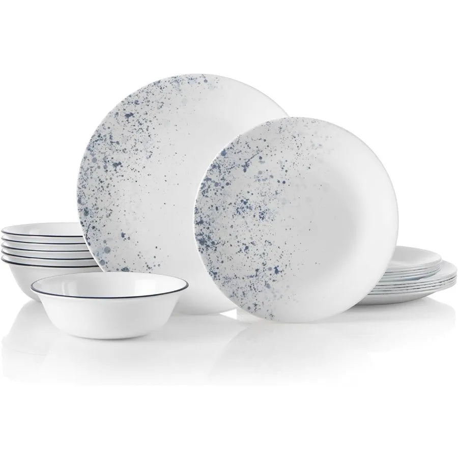 Vitrelle 18Piece Service For 6 Dinnerware Set Triple Layer Glass And Chip Resistant Lightweight Round Plates And Bowls Set Indi
