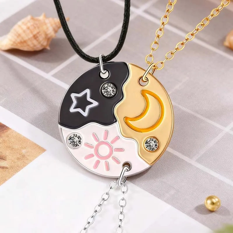 European And American Cross-Border Fashion Letter Best Friend Forever Bff Heart Splicing Necklace