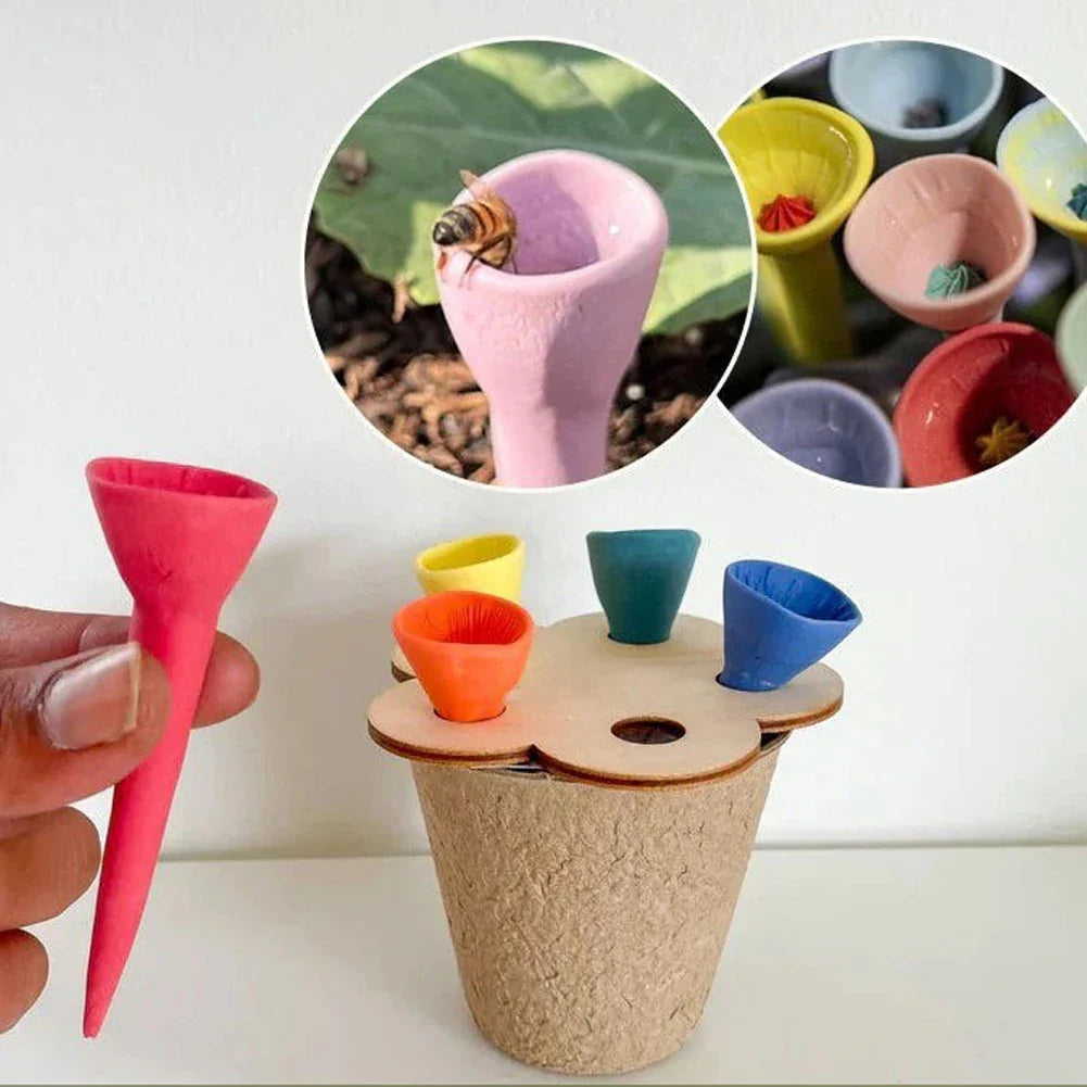 Bees Insect Drinking Cup Bee Drinking Fountain Cup Flower Shape Bee Cup with Nursery Cup & Holder Resin Beekeeping Supplies