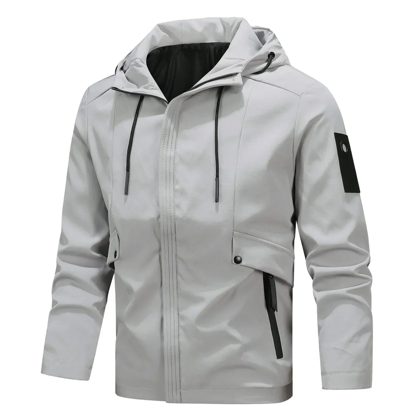 Vented Ski Jacket Men's Autumn And Winter Fashion Casual Windproof Zipper Pullover Hooded Long Sleeve Jacket Foldable Winter Coat