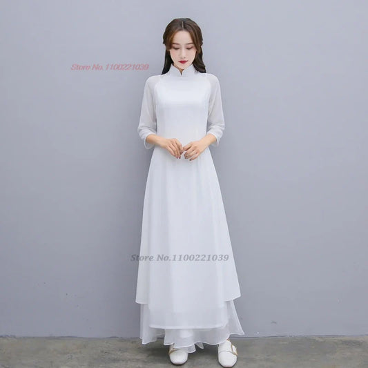 2025 vietnam traditional ao dai dress cheongsam oriental improved qipao party banquet evening dress tea service hanfu dress