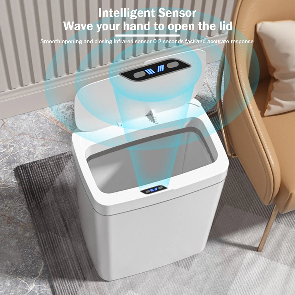 15/18L Intelligent Touchless Trash Can Waterproof Electric Garbage Bin Quiet Auto Motion Sensor Rubbish Can For Bathroom Toilet