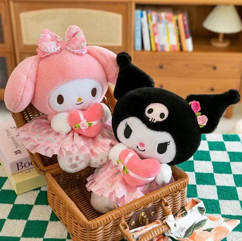 24CM Sanrio Anime Toys Kawaii Kuromi Mymelody Colorful Plush Love Series Stuffed Toy Plush Appease Doll Birthday Valentine Gift