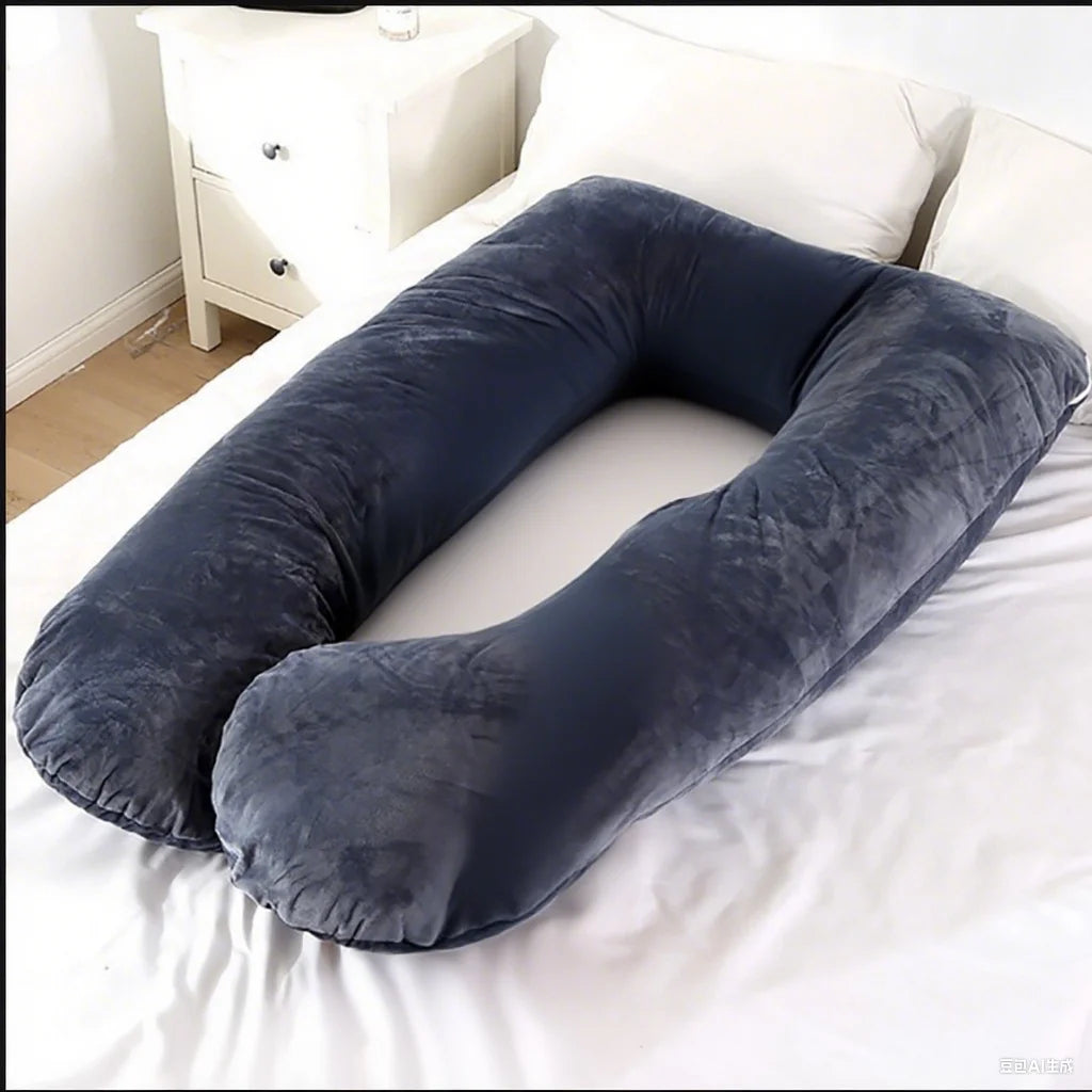U-Shape Velvet Maternity Pillow | Full-Body Support Pregnancy Pillow For Expecting Mothers