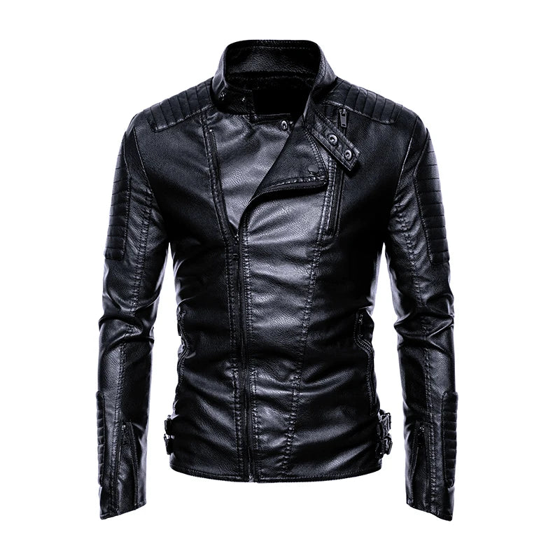 Leather jacket Men's autumn and winter vintage motorcycle lapel waterproof jacket, top tier jacket for Men's in Europe and America