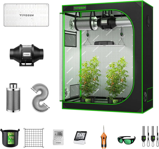GIY 4x2 Grow Tent Complete System 4x2 ft. Grow Tent Kit Complete with 4 Inch Inline Fan Package VS2000 LED Grow Light