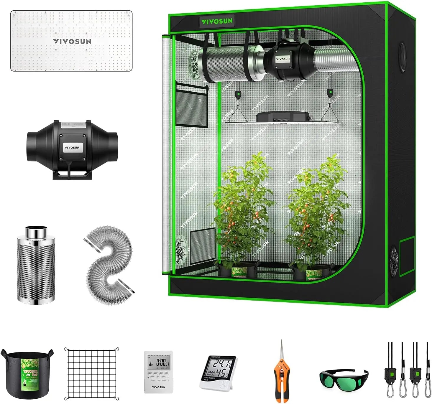 GIY 4x2 Grow Tent Complete System 4x2 ft. Grow Tent Kit Complete with 4 Inch Inline Fan Package VS2000 LED Grow Light
