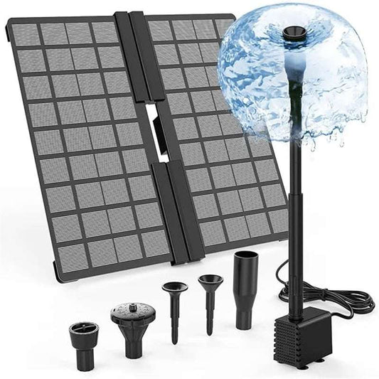 10W Outdoor Solar Water Pump, Collapsible Solar Fountain Pump with 4 Nozzles, DIY Water Functional Solar Pond Pump for Garden, B