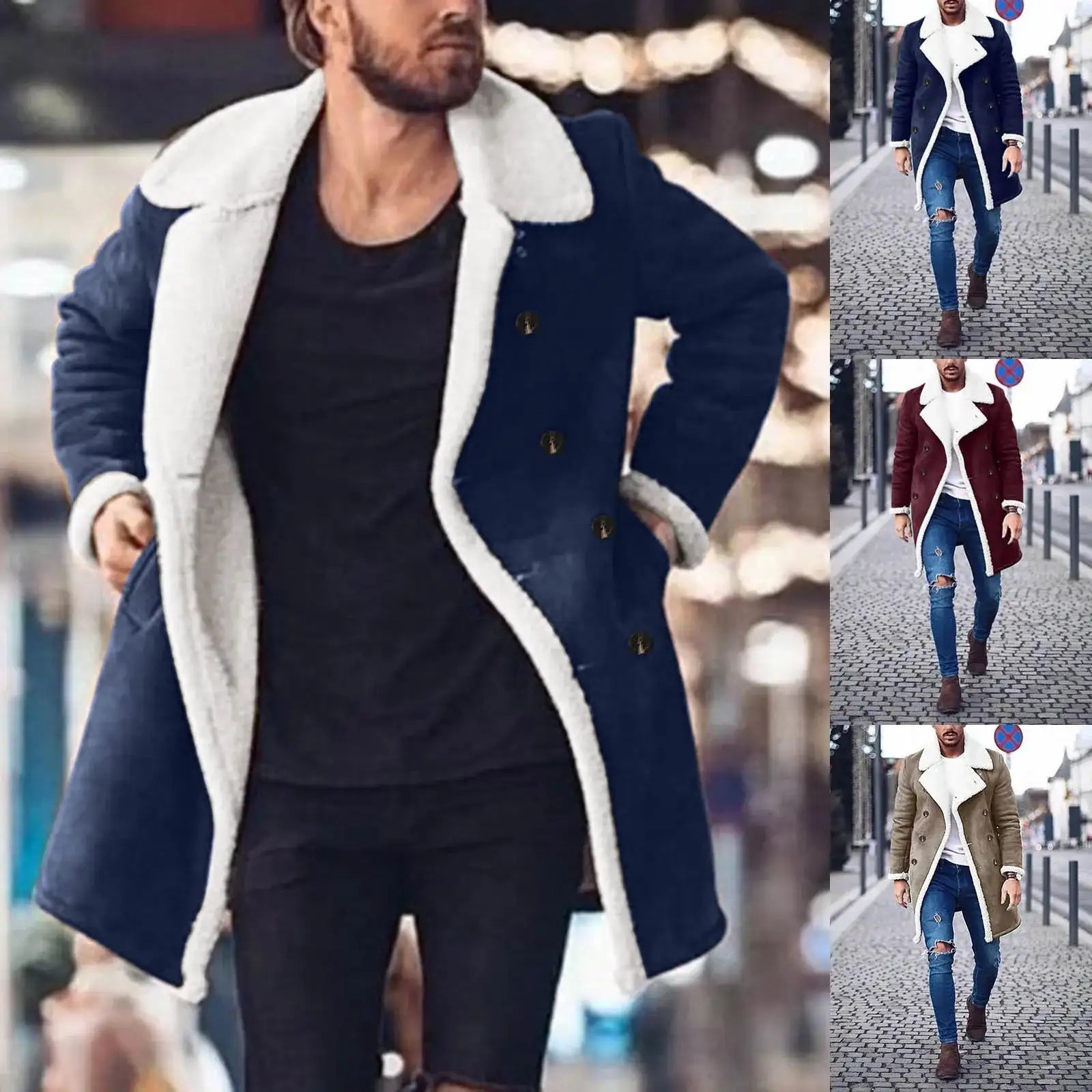 Men Leather Jacket Comfortable Thickening Warm Turndown Neck Softshell Windproof Soft Fur Long Coat Brewer Jackets For Men Ropa