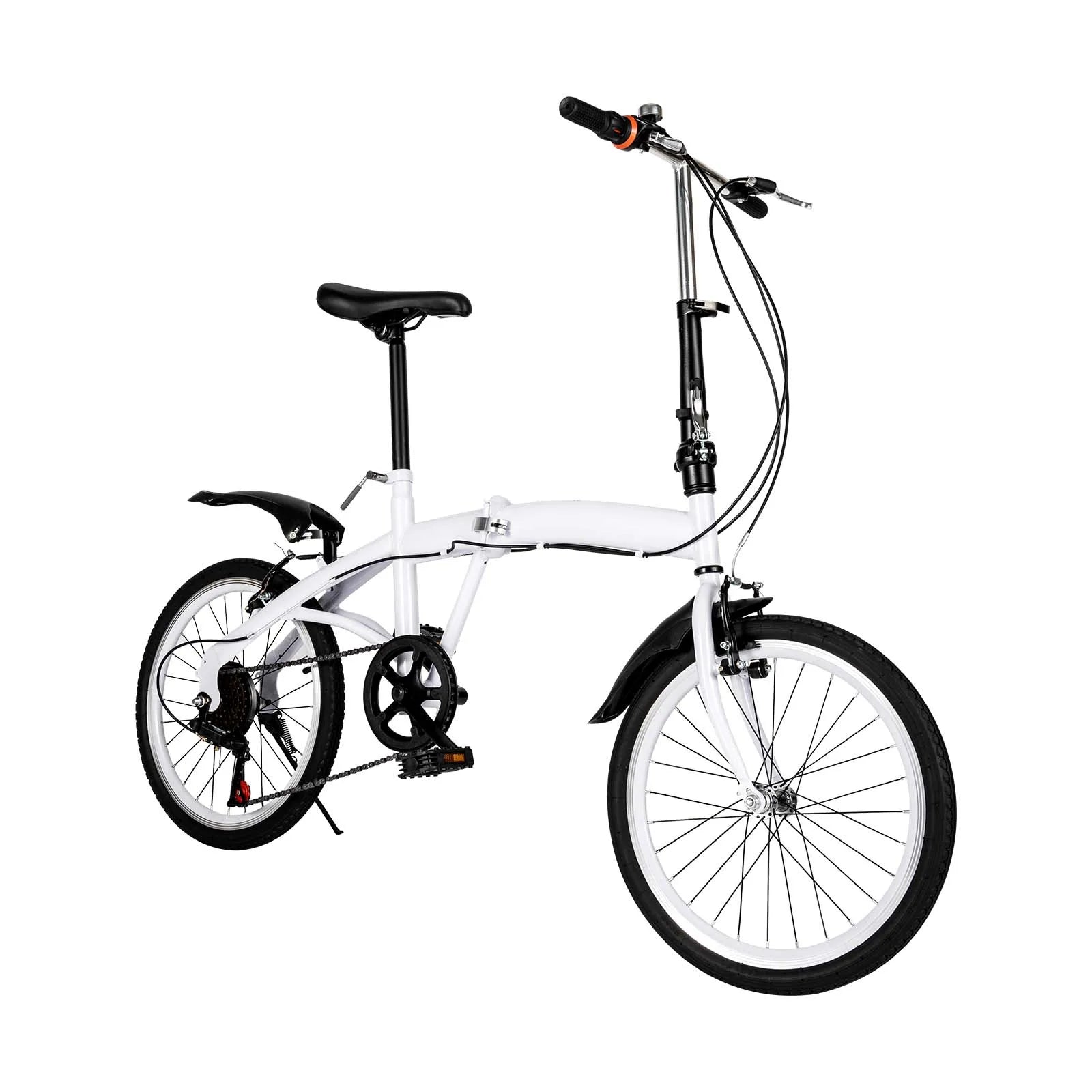 White Foldable Bike Foldable City Bike Adult 20 Commute Bicycle 6Speed Gears