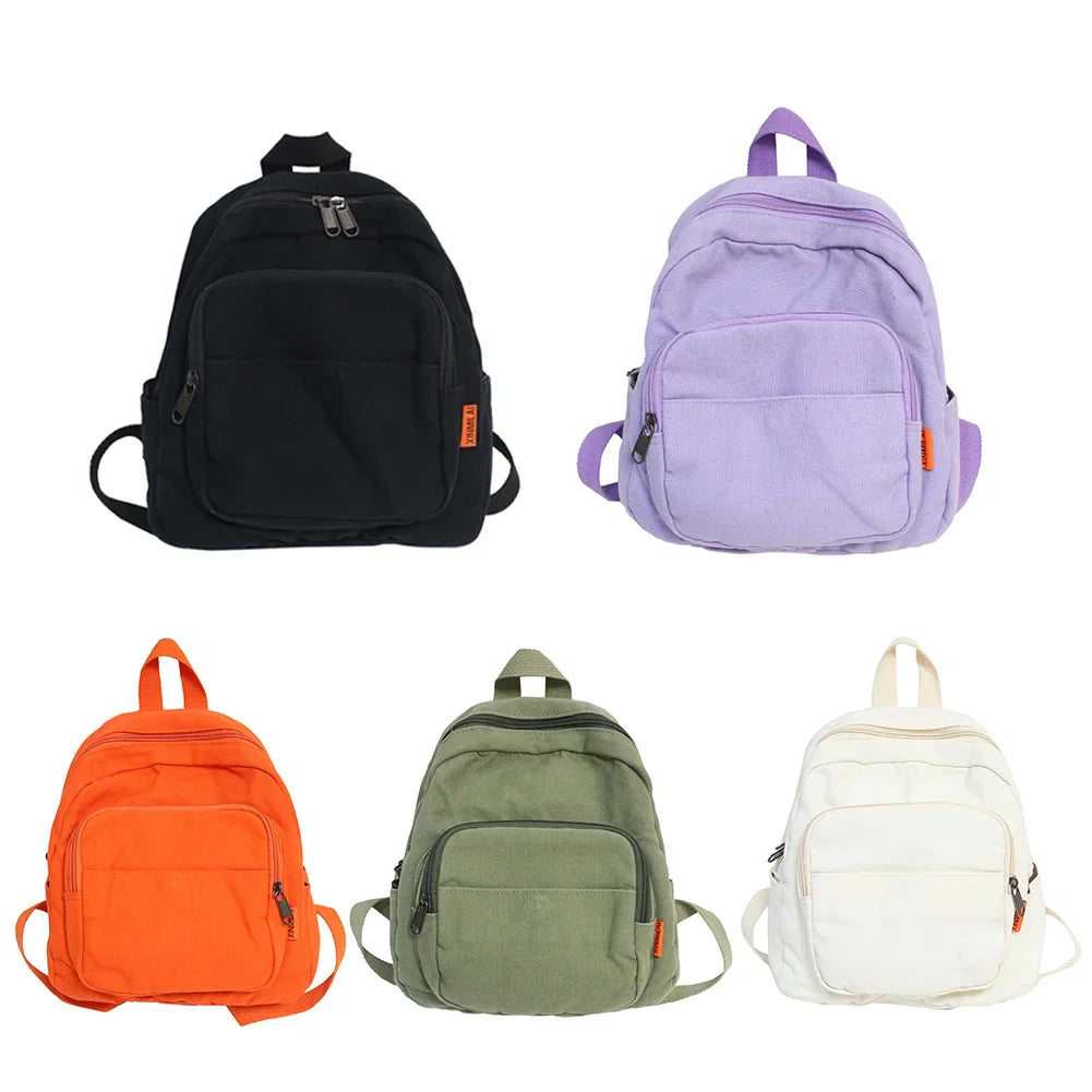 Leisure Women Large Capacity Backpacks Ladies Solid Color Knapsacks Students Female Canvas School Zipper Rucksack