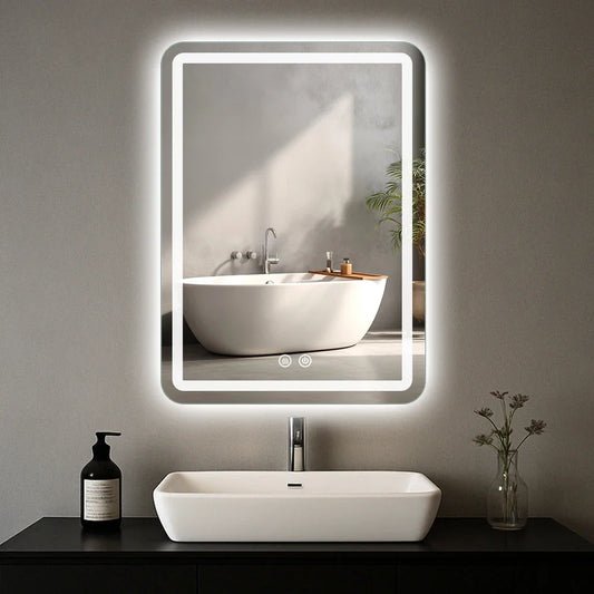 20x28 inch LED Bathroom Mirror Vanity Mirrors with Backlit Lights Fogless Makeup Mirror Wall Mounted with Demister