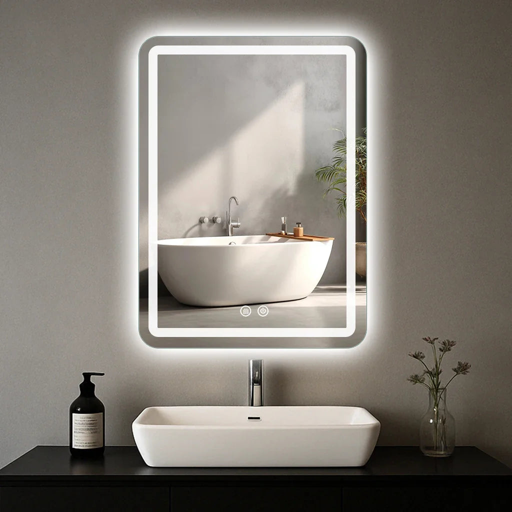 20x28 inch LED Bathroom Mirror Vanity Mirrors with Backlit Lights Fogless Makeup Mirror Wall Mounted with Demister