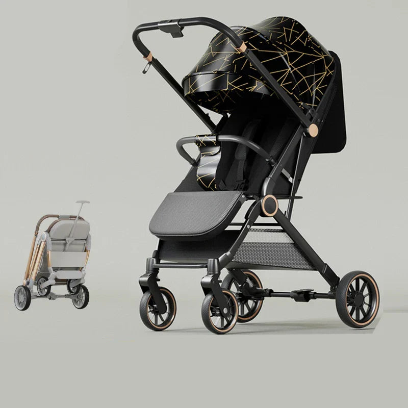 Two-way Baby Stroller can Sit or Lie Down Newborn Baby Stroller Foldable Ultra-lightweight Shock-absorbing Wheels