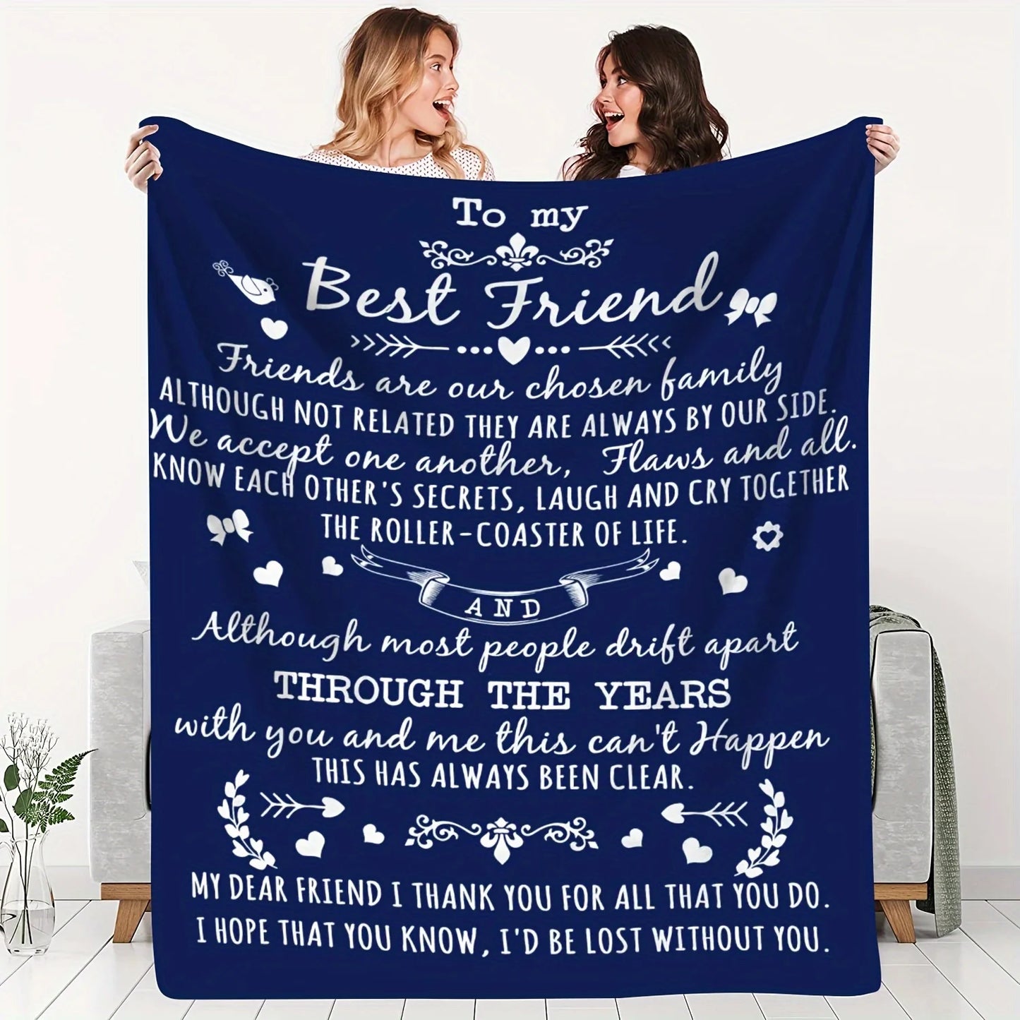 Soft Flannel Gift Blanket Holiday Birthday Gift Best Friend Sofa Blanket, One Piece Cozy All Seasons