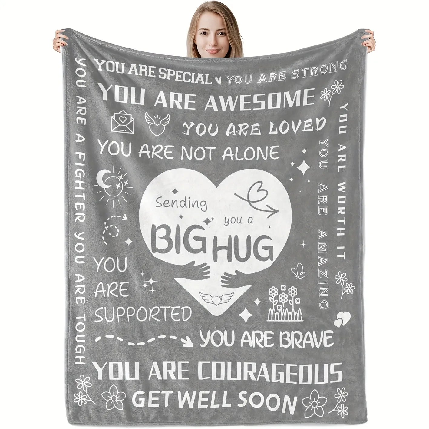 Get Well Soon Gift Blanket - Soft Flannel Comforting Recovery Throw Blanket