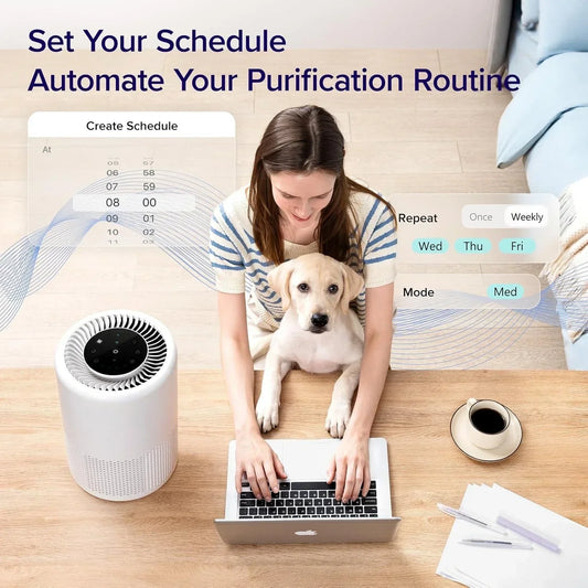 Air Purifier for Home Bedroom, Smart WiFi Alexa Control, Covers up to 916, 3-in-1 Filter with HEPA Sleep Mode for Allergies