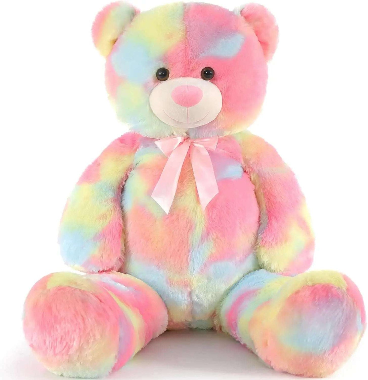 Big Teddy Bear Stuffed Animals, Colorful Teddy Bear Plush Toy For Girlfriend Children, Tie-Dye Pink 39"