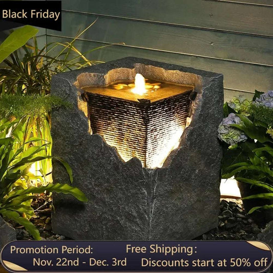 Garden Water Fountain Outdoor Bubbling Fountain Small Fountains Indoor Waterfall Floor Standing Water Fountains for Garden